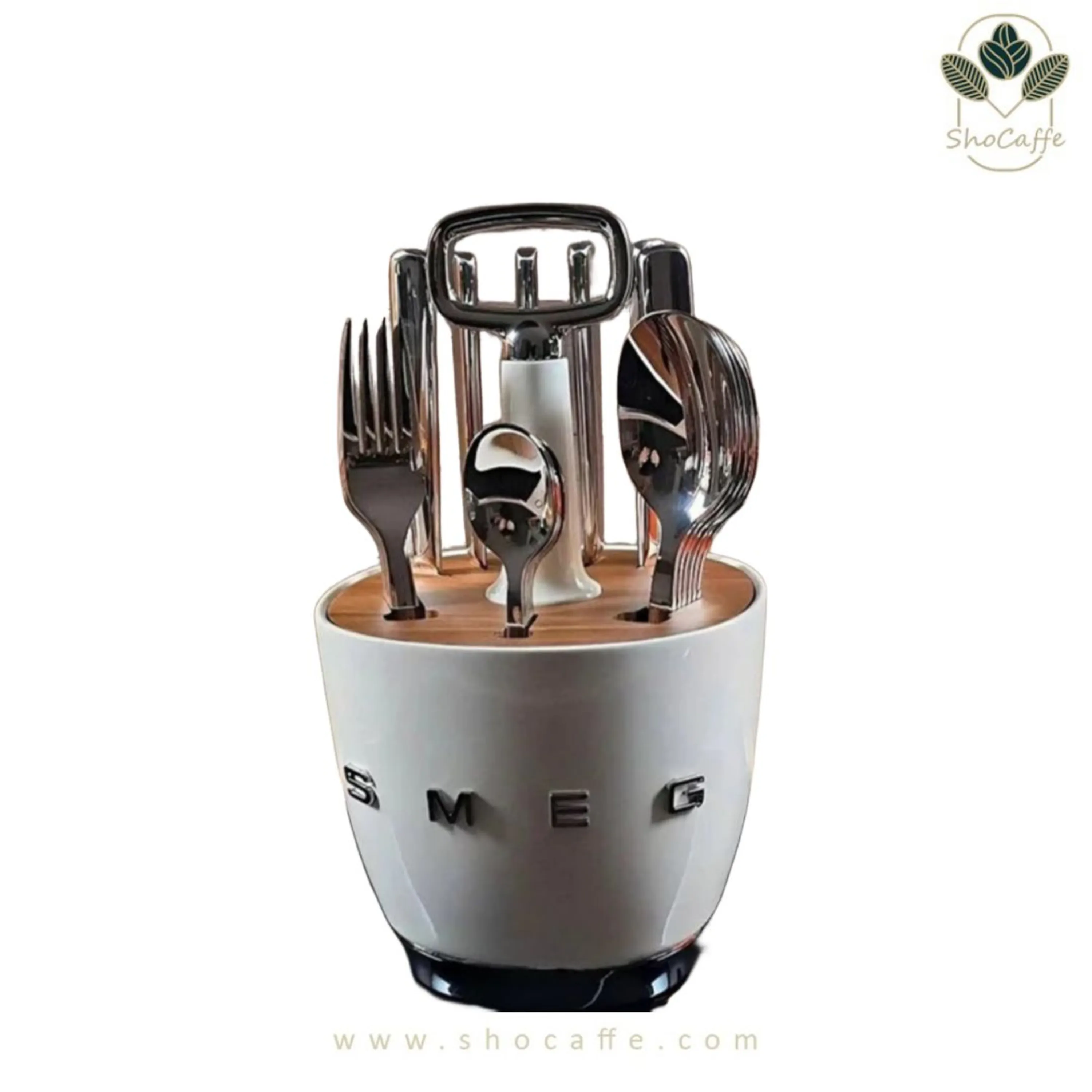 جا قاشق و چنگال و کارد اسمگ کرم همراه سرویس قاشق مدل Smeg TW0265